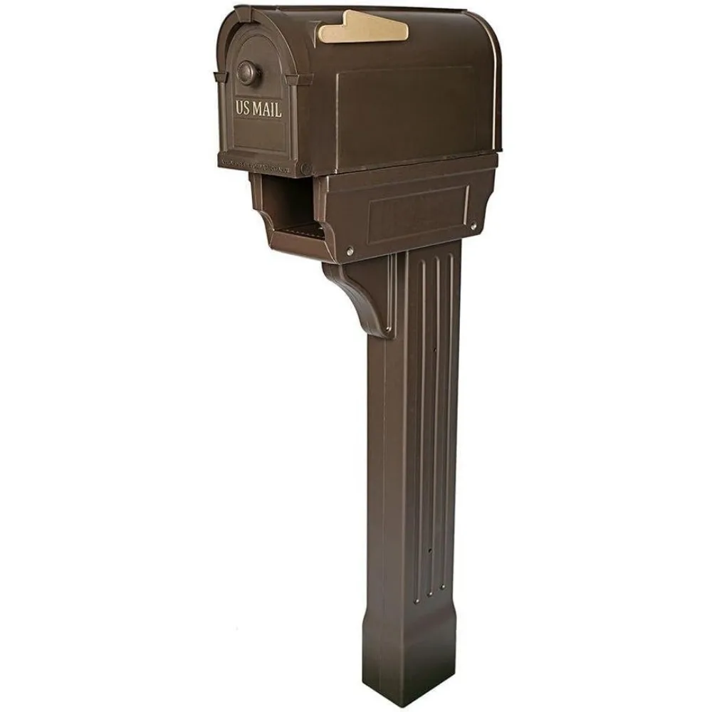 Postal Pro All-in-One Mailboxes and Post Combo Kit in Bronze - mailboxes for Outside - Large Mailbox - Mailbox in Bronze with Go