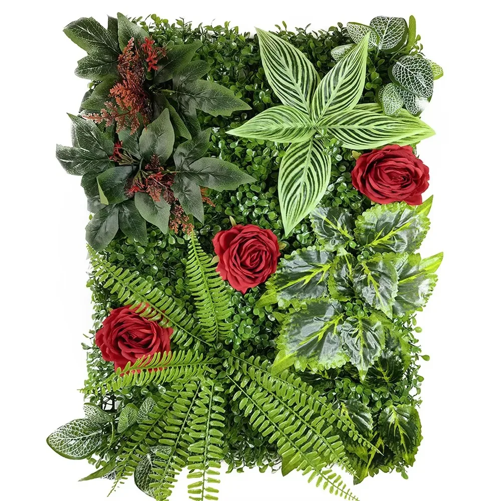 

16X24in New Artificial Plant Rattan Fake Panel Lawn Simulation Lawn Green Leaf Grass Mesh Grille Wall Decoration Garden Wedding