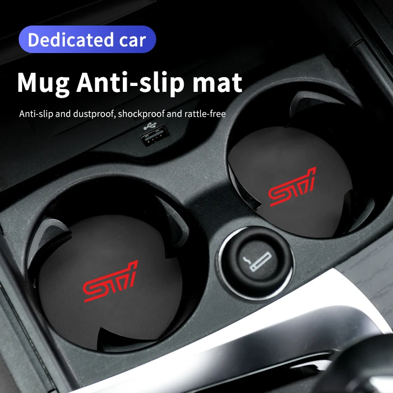 2PCS Car Coasters Water Cup Holder Pad Non-slip Cup Slot Mats Holder For Subaru Impreza Legacy WRX STI BRZ XV WRC Forester Cross