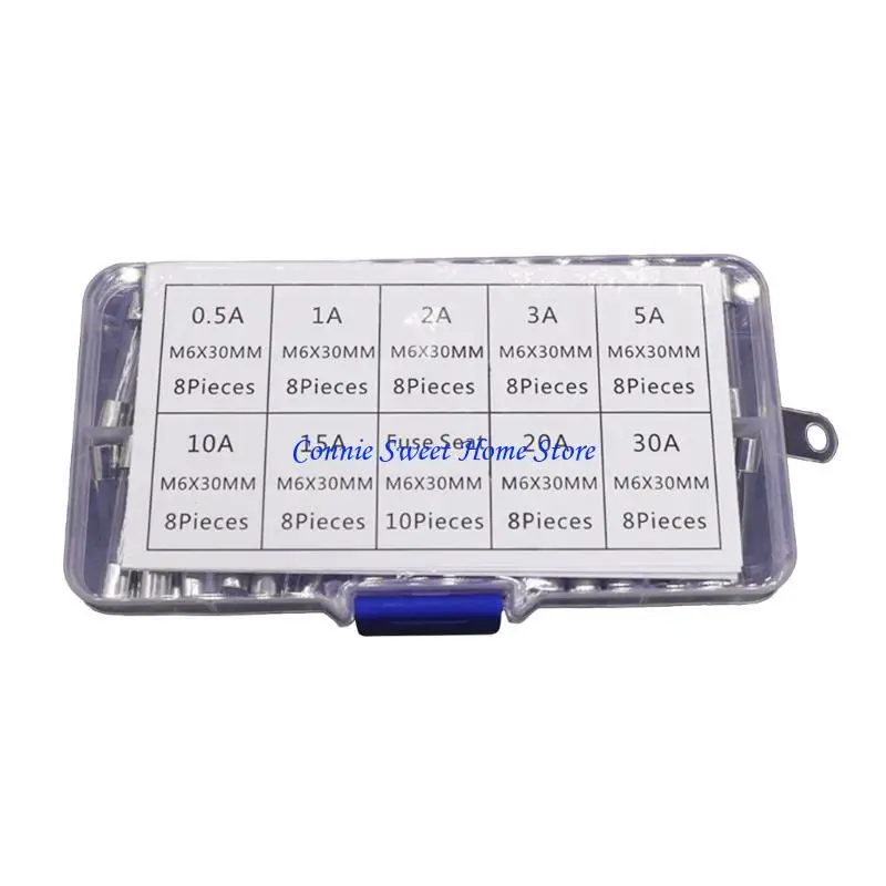 LXAF 9 Values 72pcs 250V 6x30mm Fast Blow Fuses Fine Fuses Quick Glass Fuses Kits