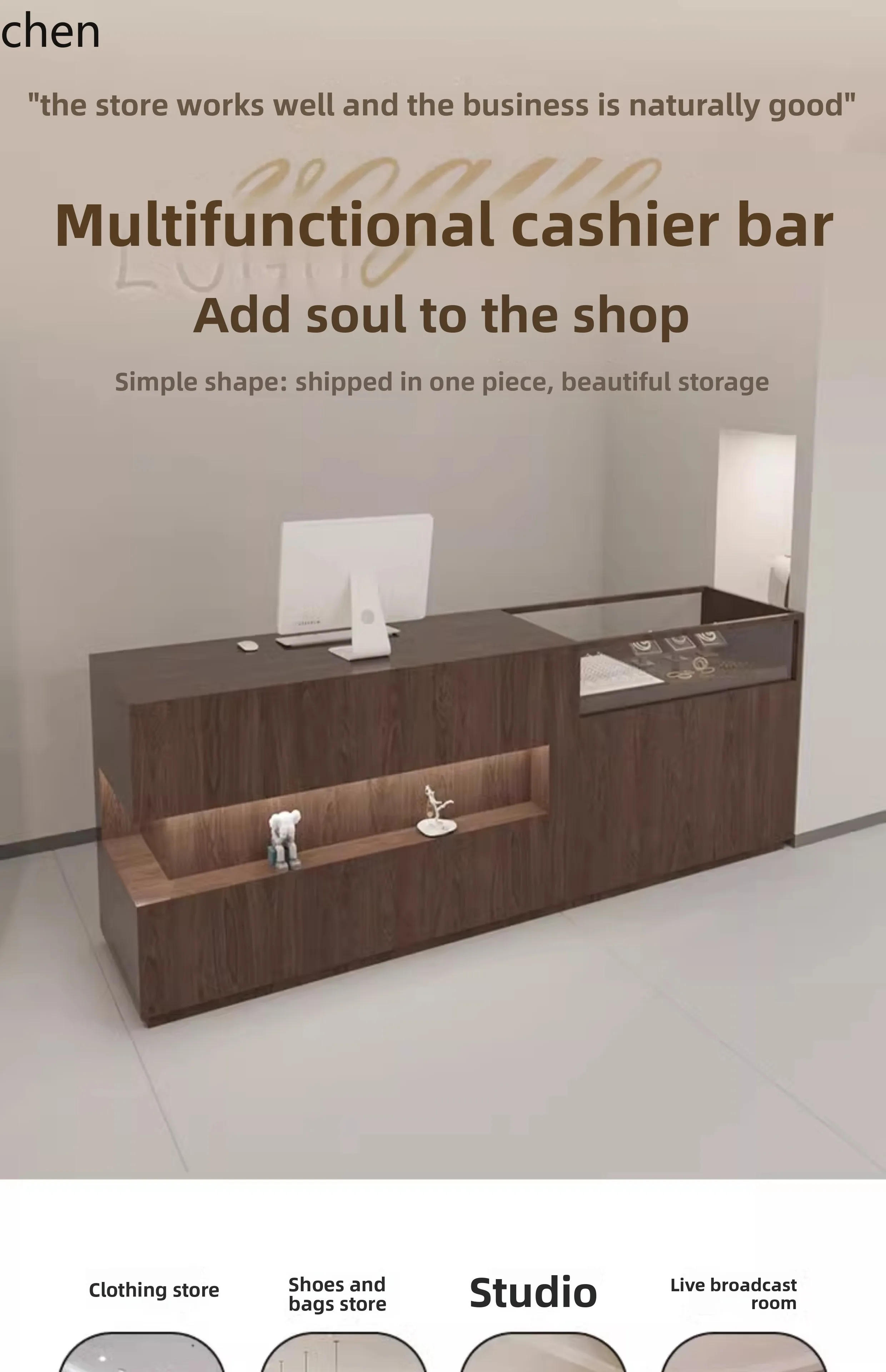 TQH6.22 simple modern clothing store bar table jewelry store checkout page display case glass front desk reception