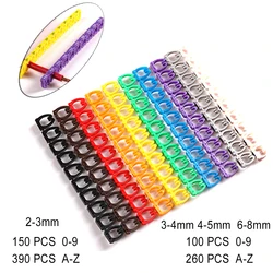 100/150/260/390PCS Network Cable Wire Marker Tag Label for Cat5e Cat6 C-Type Multicolor Number Letter Marking Stuck Cord Sleeve