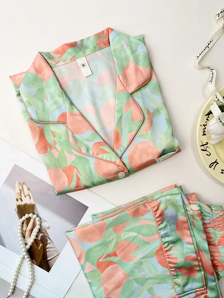 

Женская пижама из искусственного шелка, комплект из 2 предметов: брюки и рубашка с длинным рукавом. Модная домашняя одежда, которую можно носить и на улице.