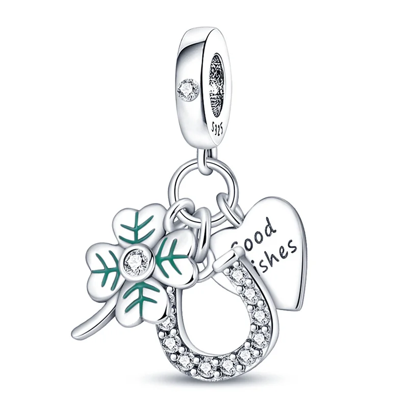 Breloque pendentif perlé en argent regardé 925 pour femme, cœur, fleur, fruits, ailes, Everver, original, Pandora, bracelet à bricoler soi-même, cadeau de bijoux