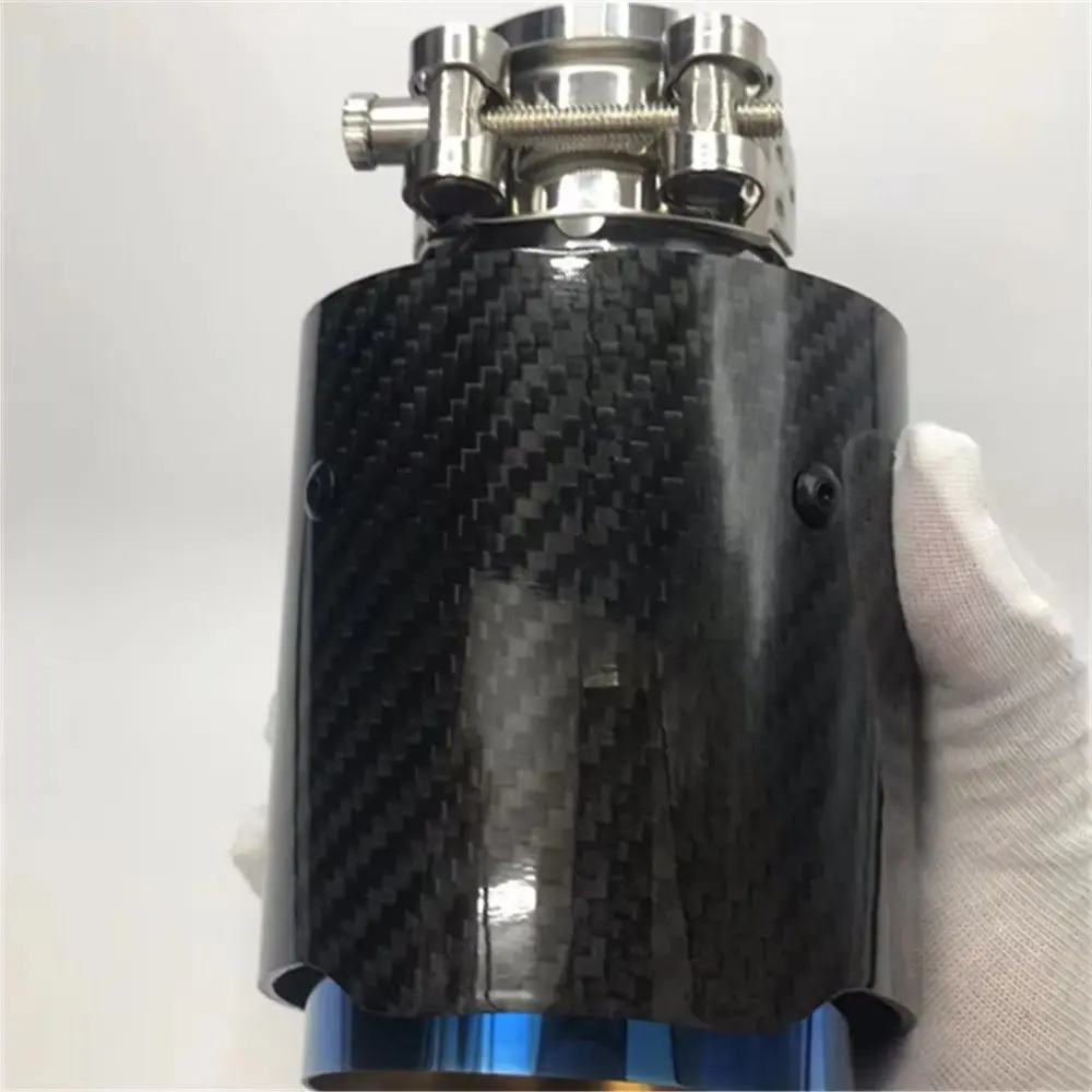 

RONSI Carbon Fiber Blue Car Exhaust Tail larynx Suitable For Mercedes Benz Amg C E Gle Exhaust Pipe Tip Decoration Accessories