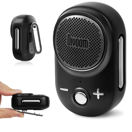 Imagen 1 del producto Divoom Itour-S Altavoz Bluetooth portátil, resistente al agua IP67, altavoz pequeño para campamento, correa integrada, diseño con Clip, tiempo de reproducción de 10H