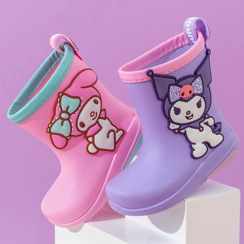 Hello Kittys Child Rain Boots Sanrioed Girl Boys Rain Boots Children Anti-slippery Rain Boot Kid Waterproof Rubber Shoe