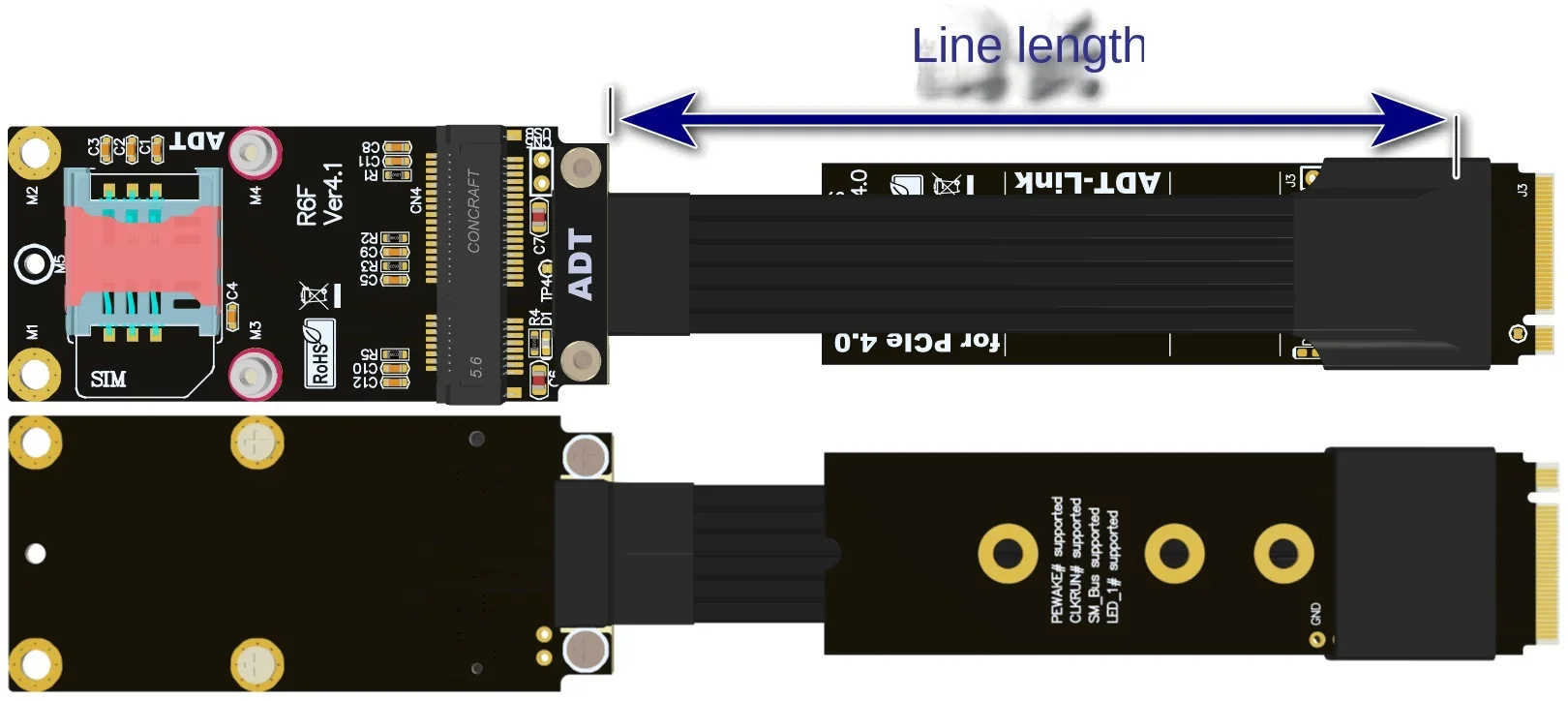 M.2 NVMe M key Transfer Mini-pcie удлинительные кабели pcie4.0 3,0 ADT