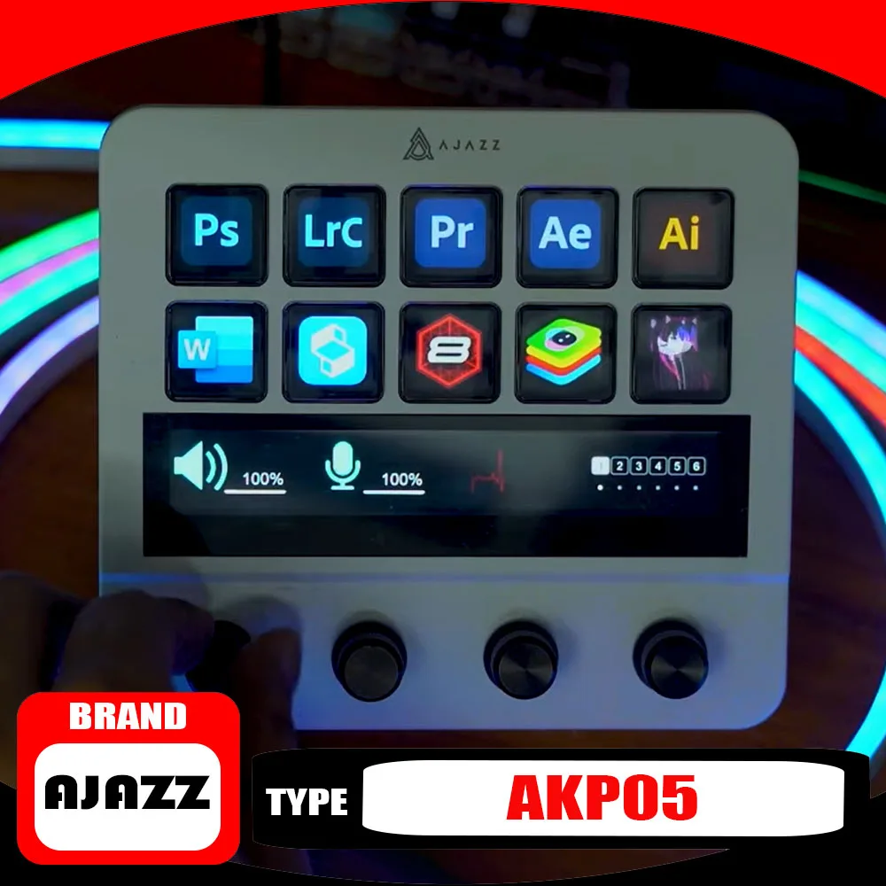 

Ajazz AKP05 Mechanical Macro Keyboard Multi-Function Desktop Assistant for Office , Easy-to-Use Multimedia Controls Durable