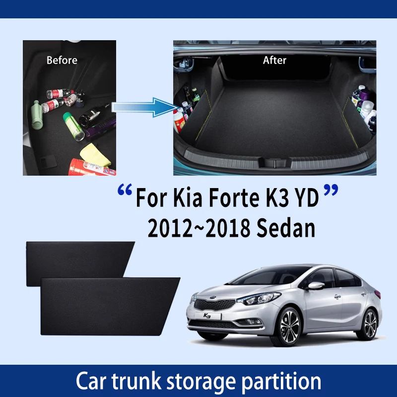 For Kia Forte K3 YD 2014~2018 Sedan Thickening Car Trunk Storage Partition Multi-function Storage Box Auto Interior Accessories