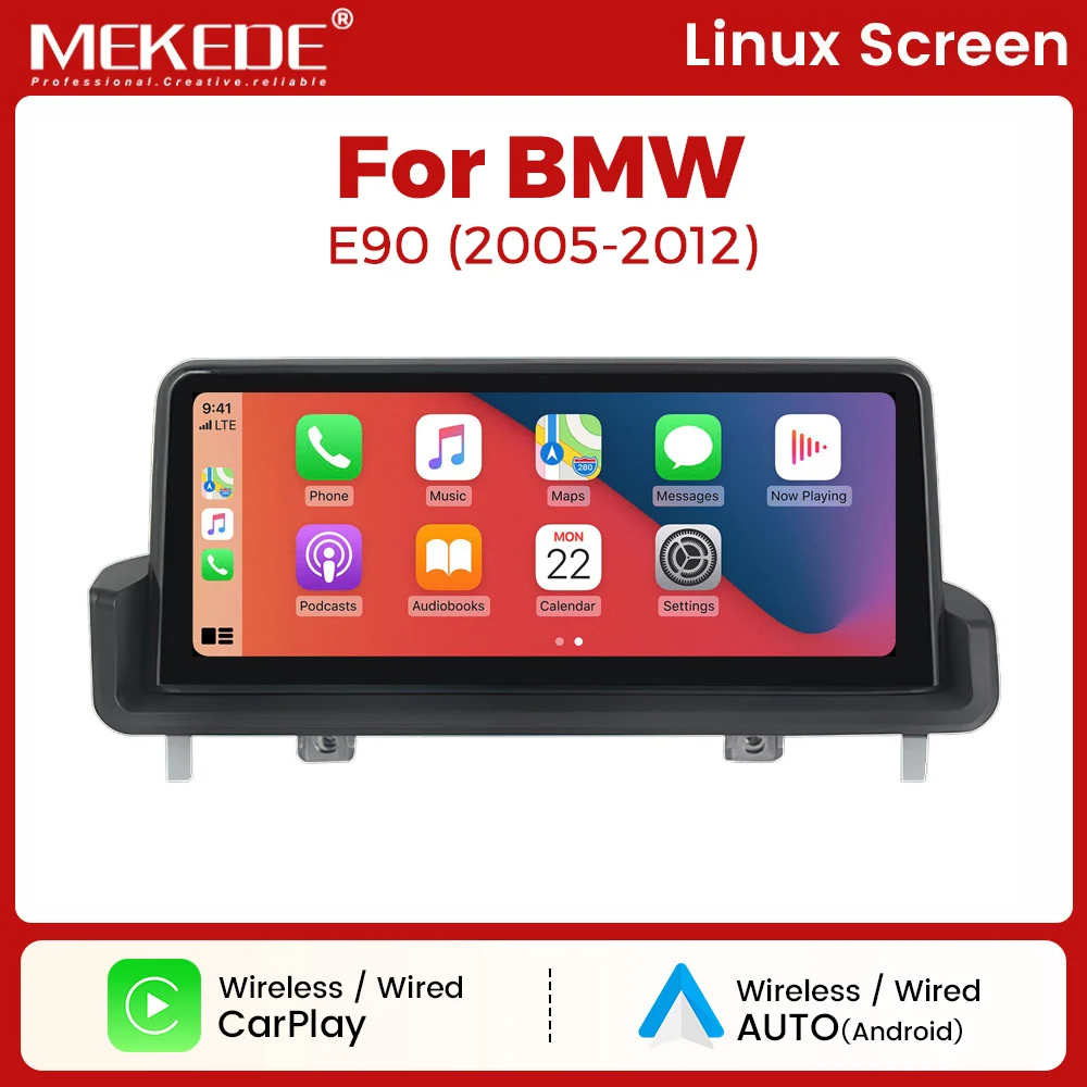 10,25-Zoll-QLED-Bildschirm, Linux, kabelloses CarPlay, Android Auto, intelligentes Multimedia-System für BMW E90 E91 E92 E93 2005-2012, WLAN, Bluetooth, GPS-Navigation, Autoradio-Host