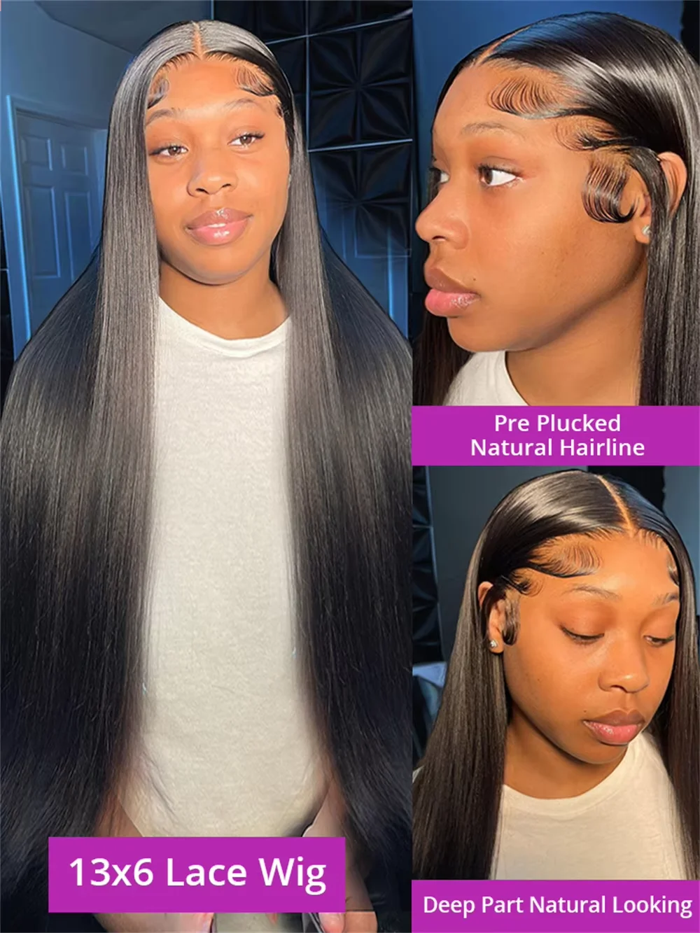 280% 42 30Inch HD Lace Front Human Hair Wig Bone Straight 13x6 Transparent Hd Lace Frontal Human Hair Wigs Pre Plucked For Women image 5