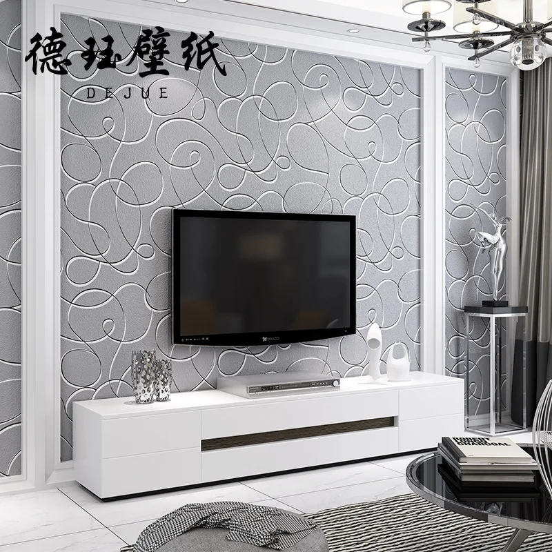 Scandinavian Style Wallpaper Grey Blue Purple Wavy Pattern Minimalist Living Room Bedroom TV Background Wall Wallpaper Non Self