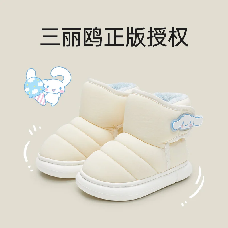 Cute Hello kittyed Autumn And Winter Cotton Shoes Kawaii Anime Sanrio Cinnamoroll Kuromi My Melody Velvet Warm Snow Boots Toys