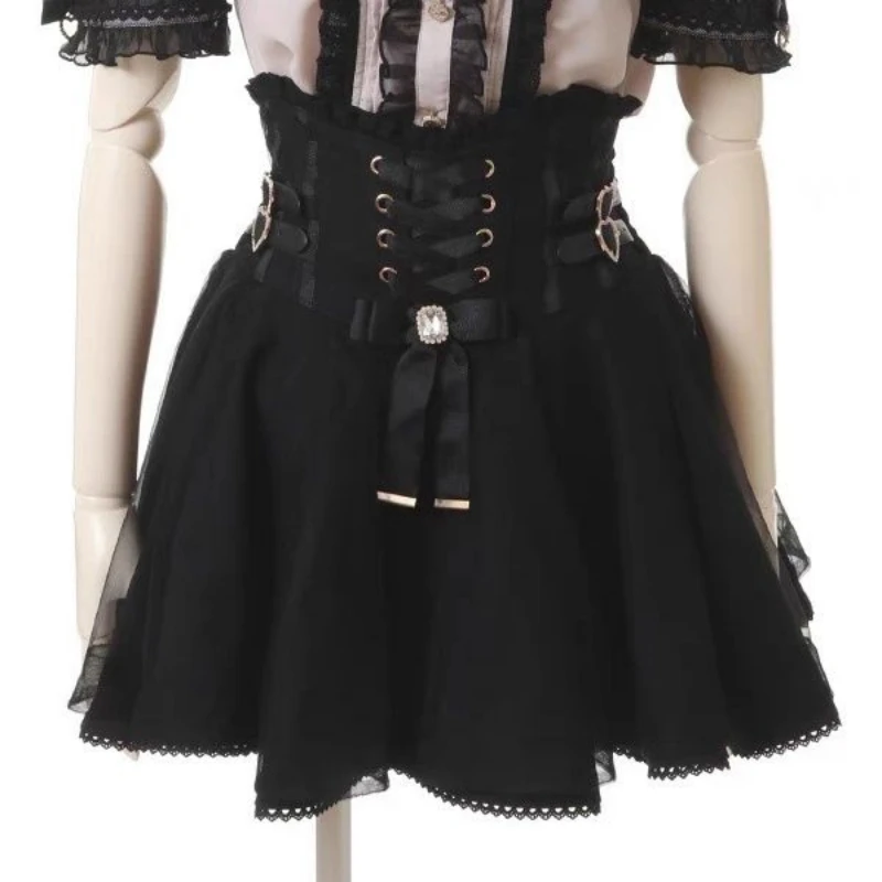 

Japanese Womens Jupe Fairy Bandage Lolita High Waist Skirts Y2k Aesthetic Sweet Lace Gothic JK Faldas JK Kawaii Mini Cake Skirts