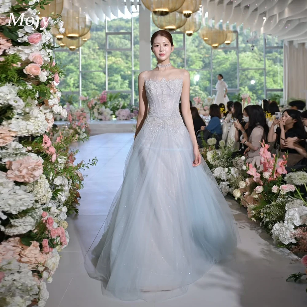 

Mojy Роскошное милое блестящее свадебное платье Корейская фотосессия без рукавов длиной до пола, корсетное вечернее платье по индивидуальному заказу