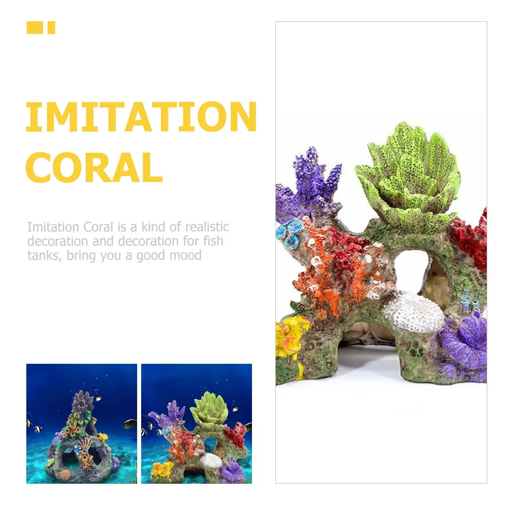 

2 Pcs Simulated Coral Reef Ornaments Fish Tank Decoration Aquatic Aquarium Decorations Resin