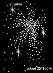 2Pc/lot Star Rhinestones Applique Patches Hot Fix Iron on Transfers Motif for Shirt Rhinestone Motif Designs