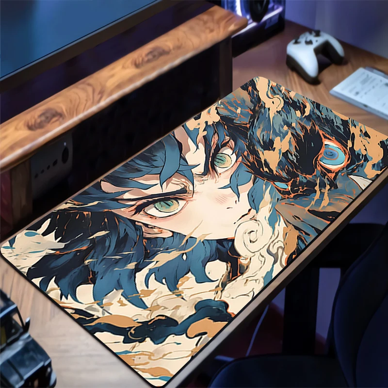 لوحة الماوس D-demon Slayer Inosuke تصميم غير قابل للانزلاق حصيرة مكتبية ملحقات الألعاب حواف مخيطة للمنزل ولعبة للوحة ماوس الألعاب
