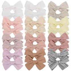 2Pcs/Set Cotton Bows Clips for Cute Girls Candy Color Bowknot Hair Clips Hairpin Barrettes Headwear Kids Baby Hair Accessories