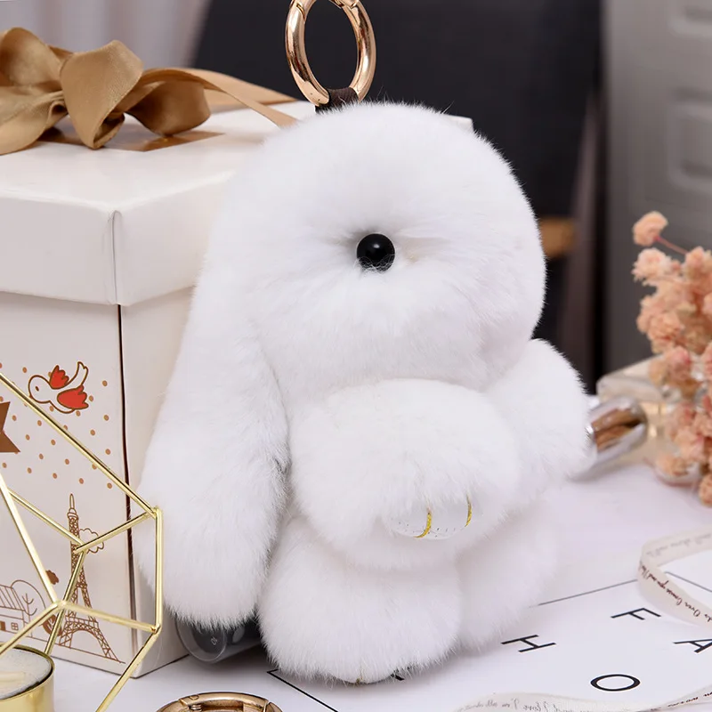 Fluffy Real Rabbit Fur Pompon Bunny Keychain Trinket Women Toy Pom Pom Rabbit Key Tags For Girls Bag Car Key Chain Jewelry Gifts