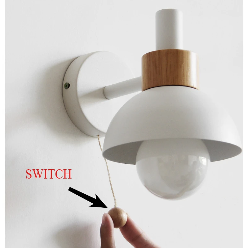 Macaron Flashlight Wall Lamp Nordic Simple and Colorful Bedroom Headboard Entrance Hallway Light E27 Pull-switch
