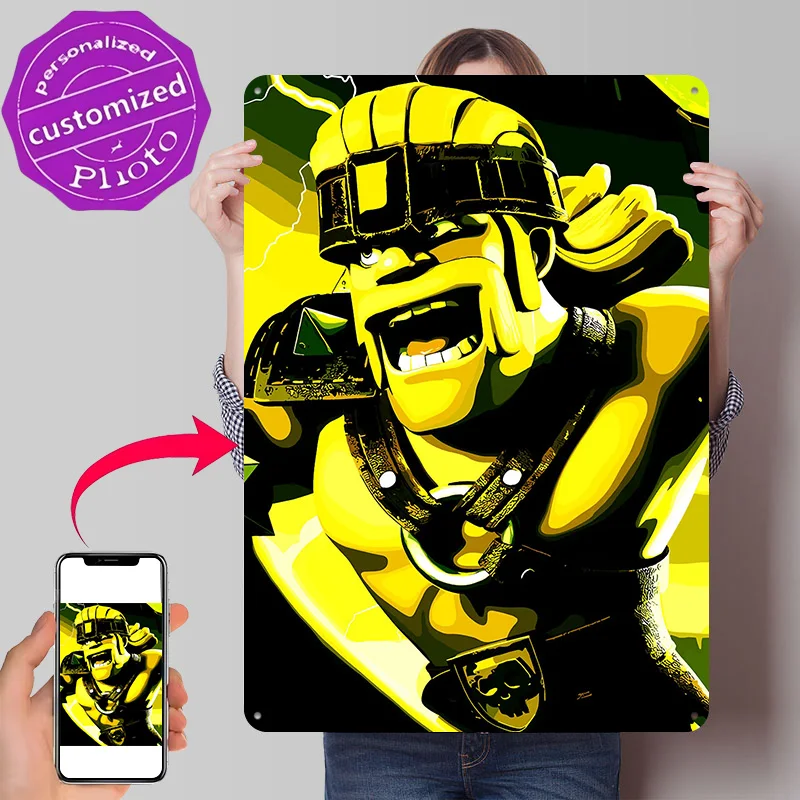Clash of Clans Character Art Personalized 3D Textured Metal Poster Wall Art Tinplate Sign for Bar Accessories Decor Room Home