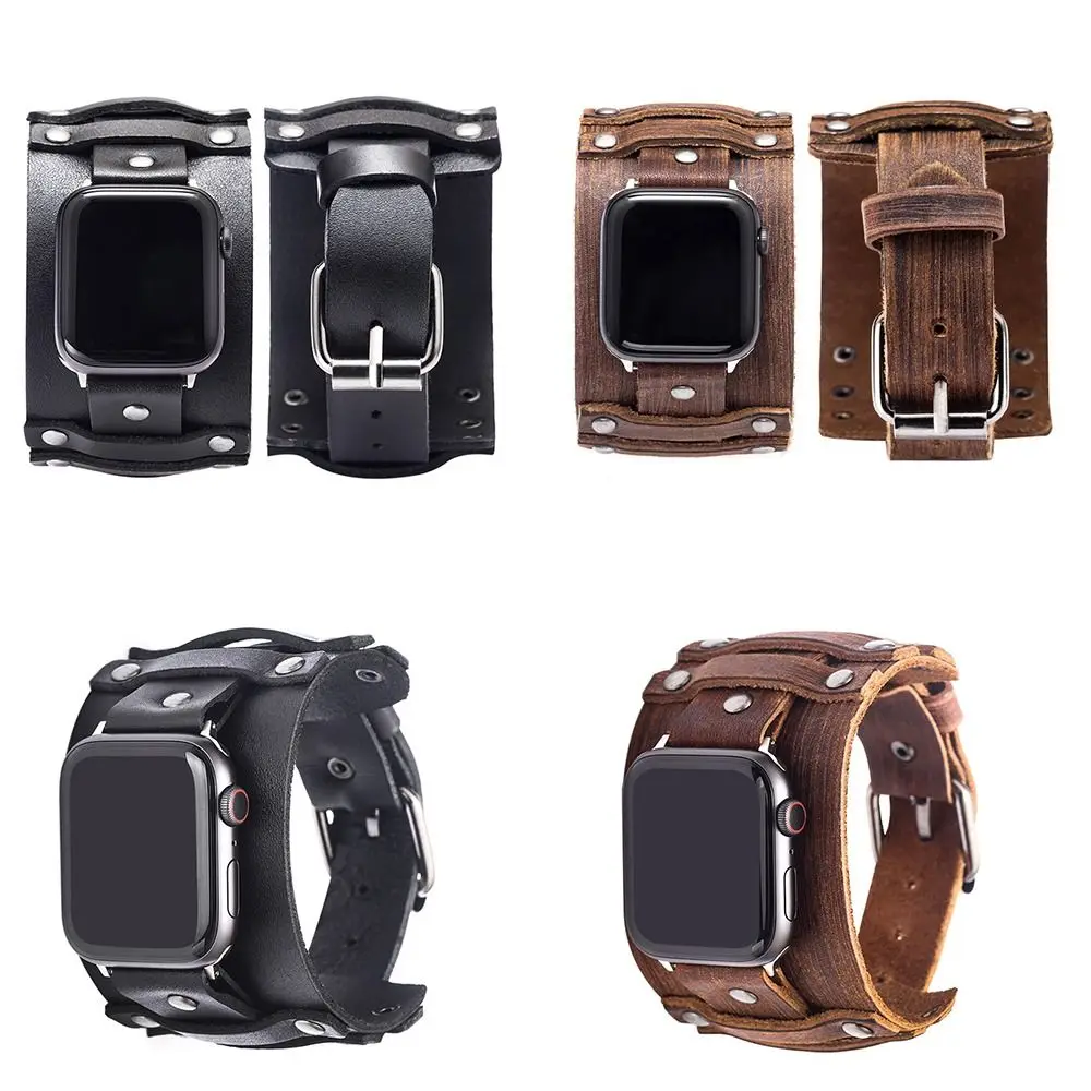 Punk Band Strap Leather Watch Strap High Quality Watch Band for Apple Watch Unisex