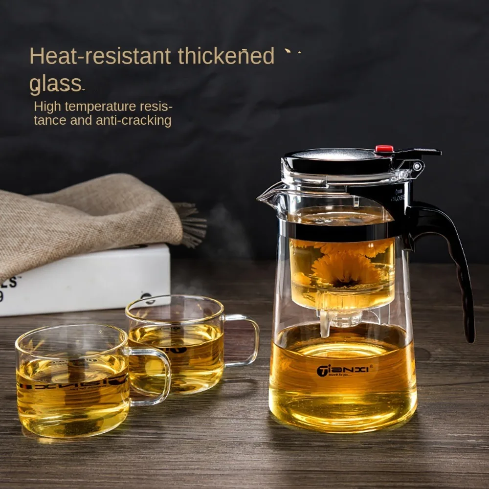 

Heat Resistant Tea Pot Flower Tea One-button Filtering Thickened Glass Teapot With Infuser Tea Separation Kettle