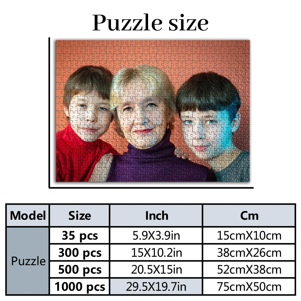 35/300/500/1000pcs Personalized Custom Photo Puzzle Family Photo Multiple Sizes Available