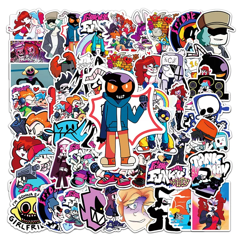 50Pcs Friday Night Funkin Creative Waterproof Graffiti Stickers for Luggage Skateboard Laptop Tablet Cartoon Decorative Stickers