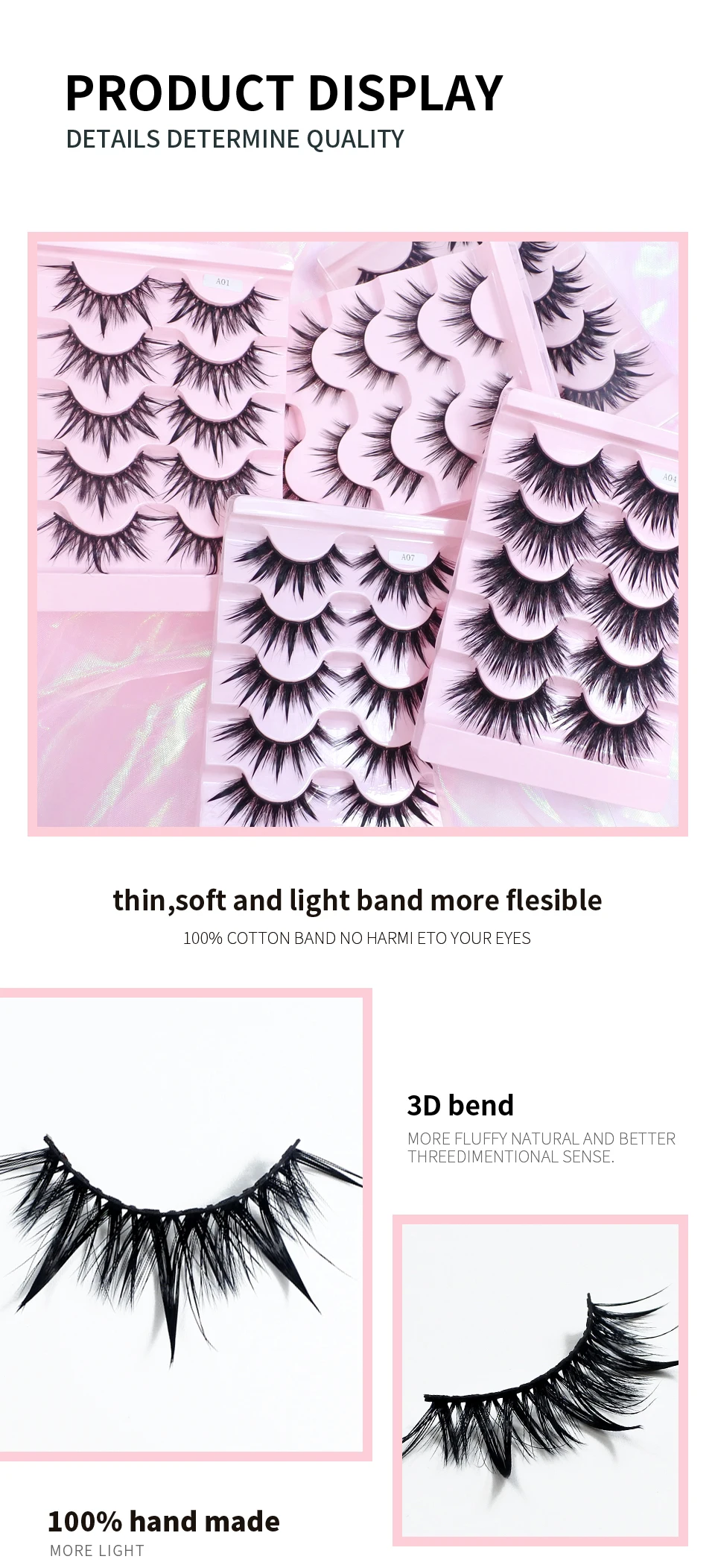 5 Paare weibliche Cosplay gefälschte Wimpern koreanisches Make-up neuen Stil nasse Spikes 3d Wimpern Bulk Großhandel Manga Wimpern – Detail 2
