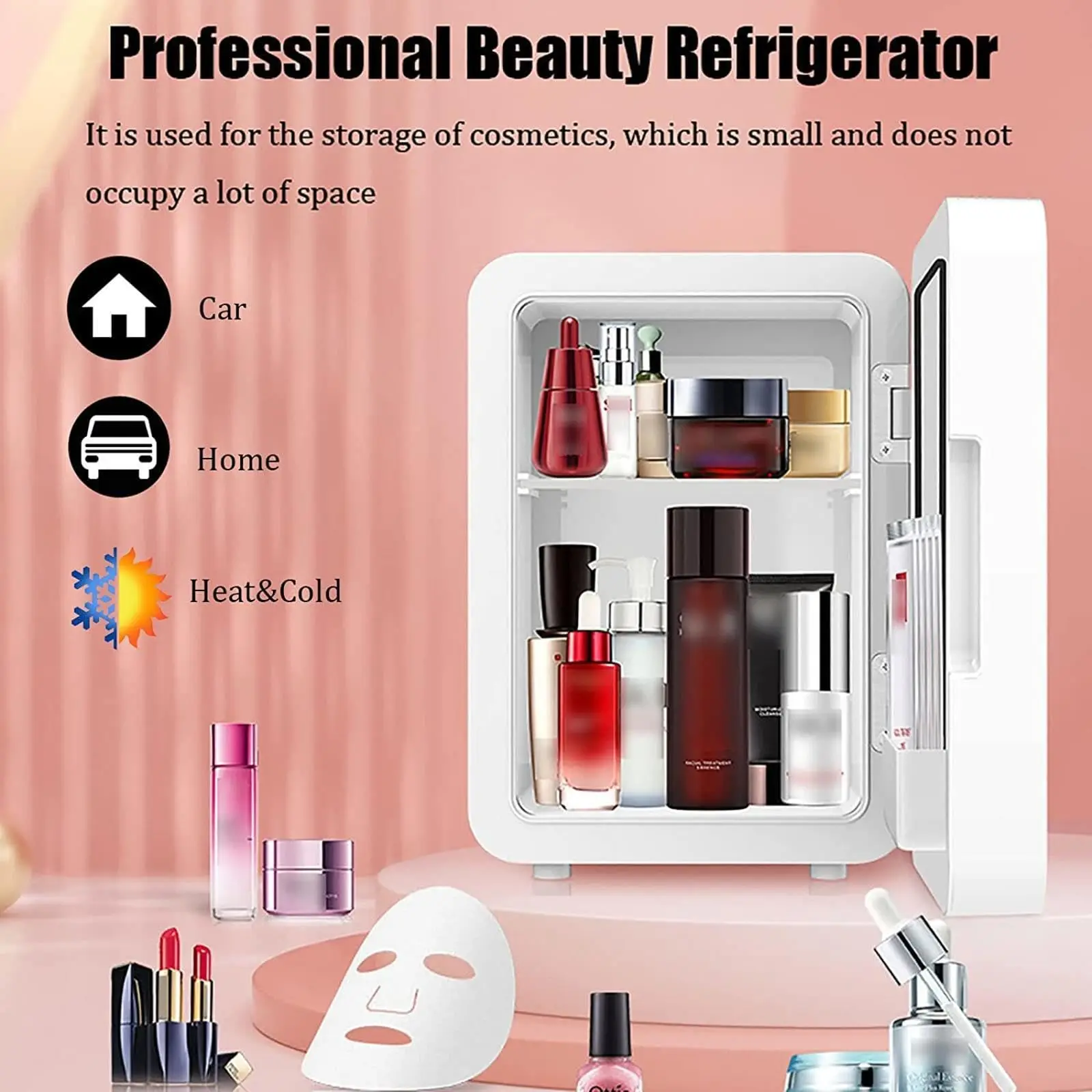 Makeup 8L Small Refrigerator With LED lights Mirror Cosmetic Mini Fridge for Skincare Portable Beauty Fridges for Bedroom Office