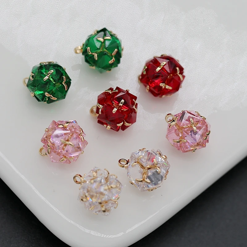 

4PCS Mixed Colors Zirconia Rhinestones Exquisite ball Charms Pendants for Diy Earring Necklace Jewelry Making Supplies
