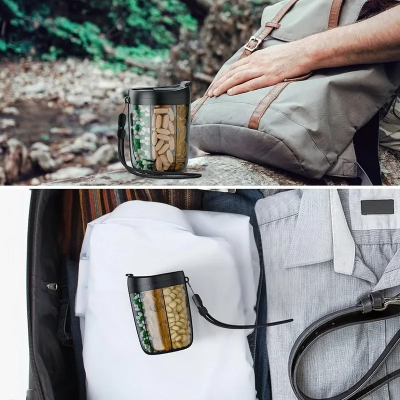 Premium Airtight Pill Storage Containers - PP Plastic Transparent Canisters with Moisture Proof Lock for Dry Goods & Medicine