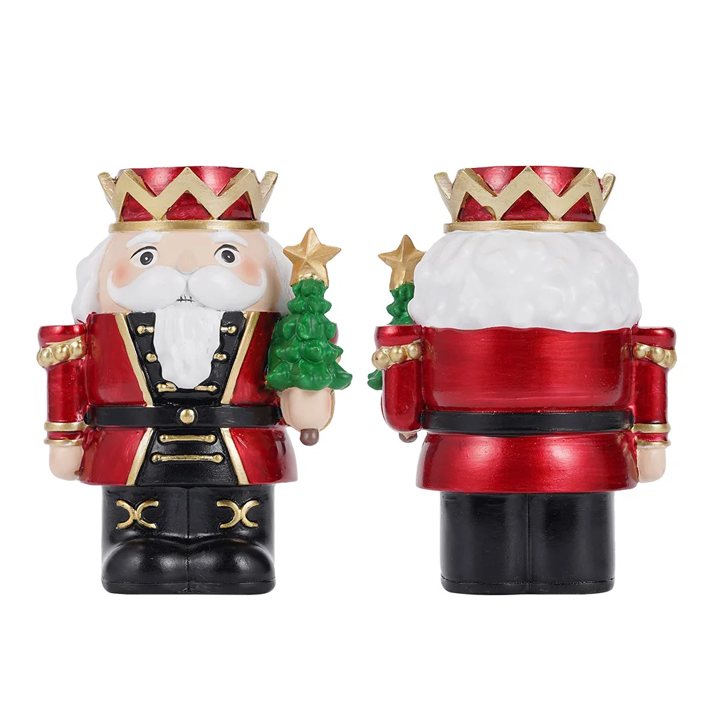 9.5×7.5×13.5cmくるみ割り人形キャンドルスティックオーナメント クリスマス 新年 お祭り パーティー ホーム オフィス デスクトップデコレーション キャンドルオーナメント