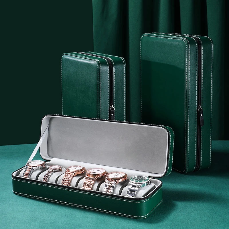 

6/10/12 Girds Luxury Watch Storage Box Zippered PU Leather Watch Organizer Case Jewelry Display Box For Man Business Trips Gifts