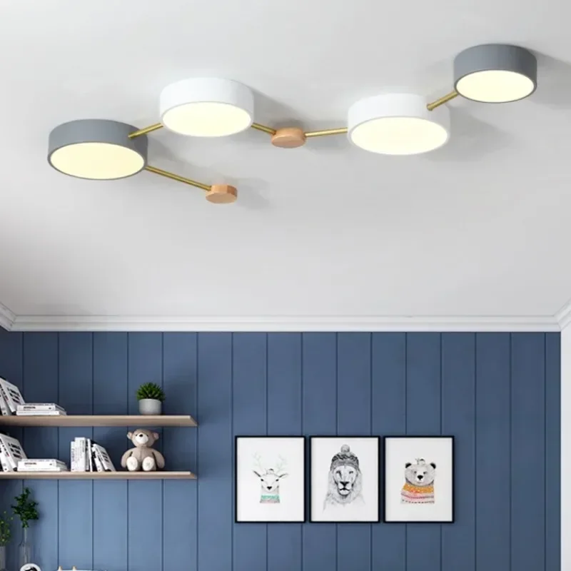 Nordic Modern Macaron Bedroom Ceiling Light Modern Simple Creative Led Splicing Room Decor Lamps Color Children Room Chandelier