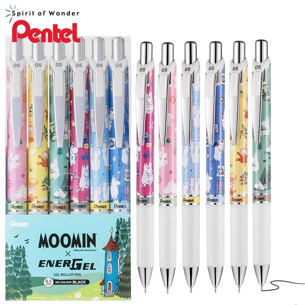 

6 шт., набор гелевых ручек Japan Pentel Limited Edition BLN75, быстросохнущая и гладкая черная ручка 0,5 мм, офисные аксессуары, милые стационарные принадлежности