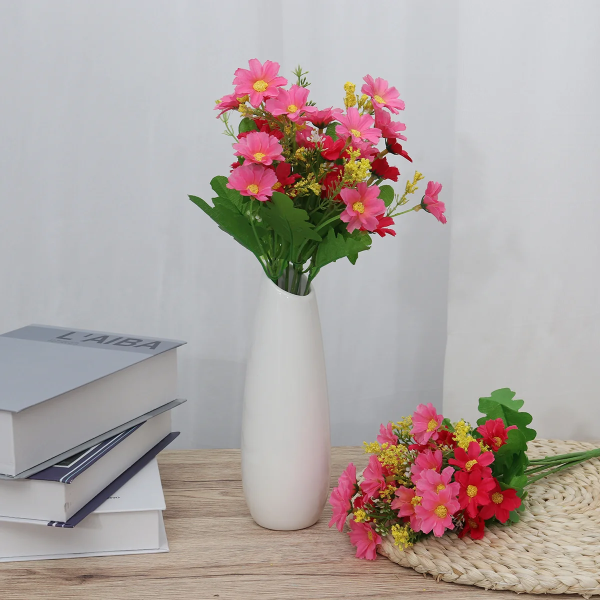 

10Pcs Fake Daisy Decoration No Sunlight Water Needed for Home Office Party Pink Artificial Flowers Simulation Flowers