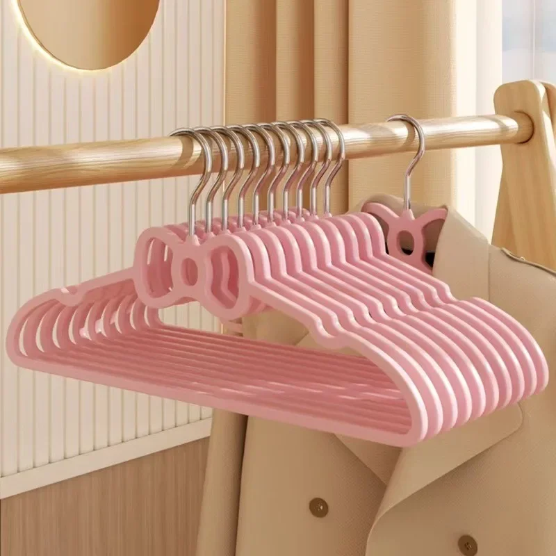 Cute Bowknot Plastic Clothes Hangers, Non-Slip No-Mark Clothing Hanger, Multifunctional Hanging Rack for Students Dorm  Wardrobe