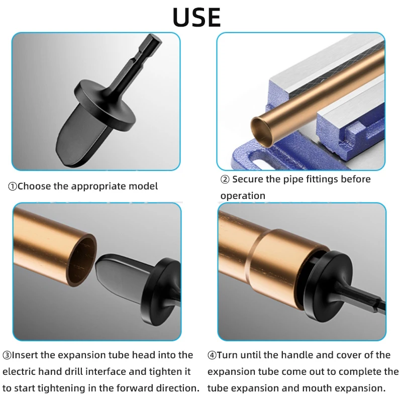 Expansor de tubo, mango Hexagonal, mango Triangular, tubo de cobre, reparación de aire acondicionado, cabezal de expansión de broca eléctrica 5 en 1