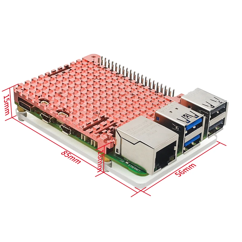 Raspberry Pi 5 disipador de calor de cobre puro caja de refrigeración de Metal ventilador opcional caja de cobre de refrigeración activa pasiva para Raspberry Pi 5