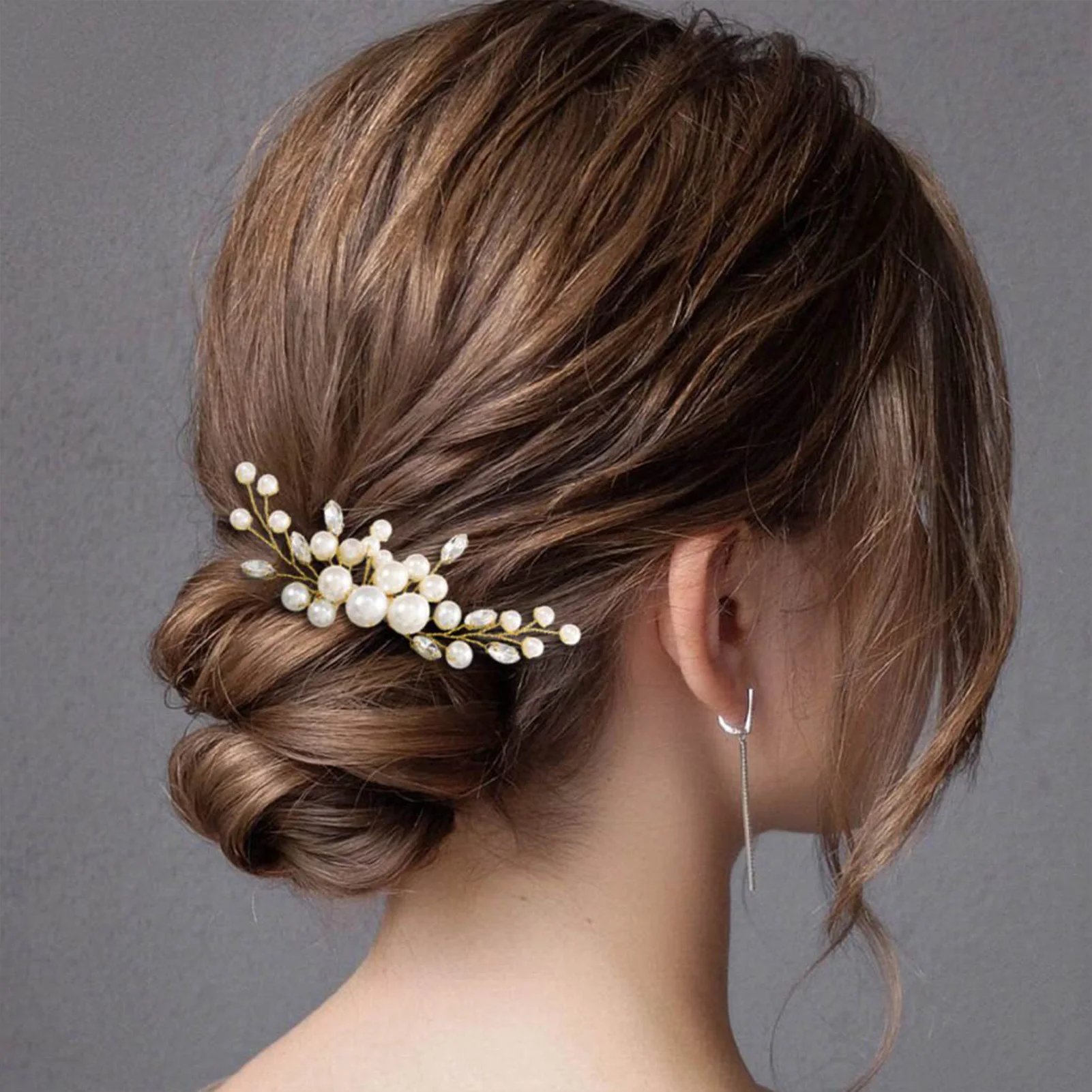 Peineta de Pelo con Flores Brillantes, Exquisita Peineta de Metal con Perlas y Diamantes de Imitación, Decoración para el Cabello de Boda, Horquilla, Accesorios de Peluquería, Horquillas