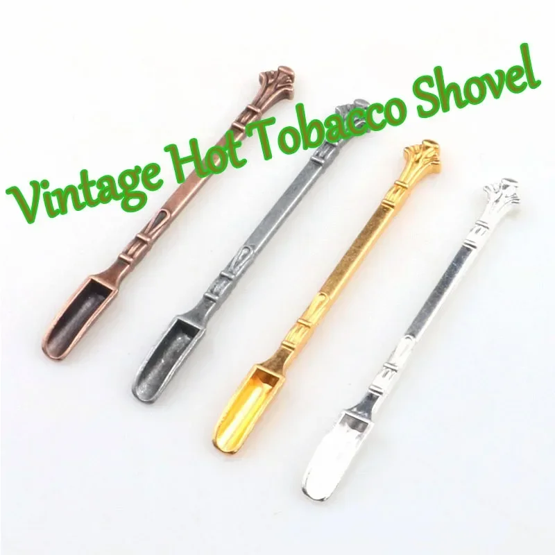 

80mm Gold, silver, copper and iron retro cigarette small shovel multi-color belt ring medicine spoon metal jewelry man gift