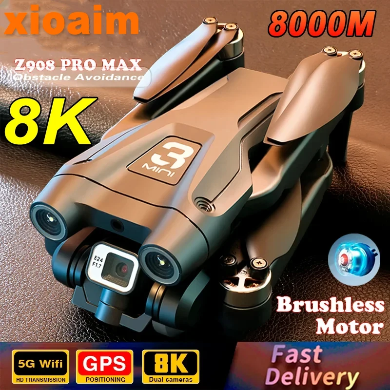 For xiaomi Z908 Pro Max Drone Brushless Motor 8K GPS Professional Dual HD Aerial Photography FPV Obstacle Avoidance Quadrotor