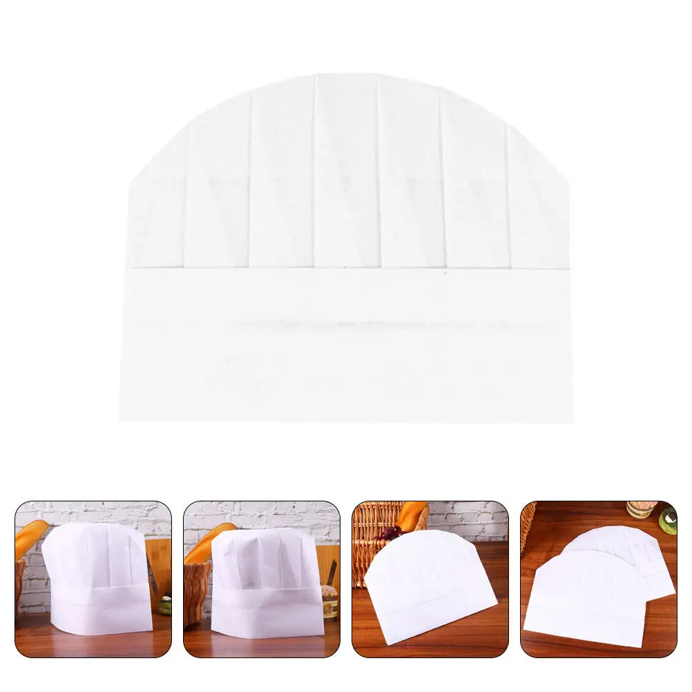 12Pcs Paper Chef Hats Lightweight Disposable Cooking Caps Role Play Kitchen Uniform White Hats for Chef Hat
