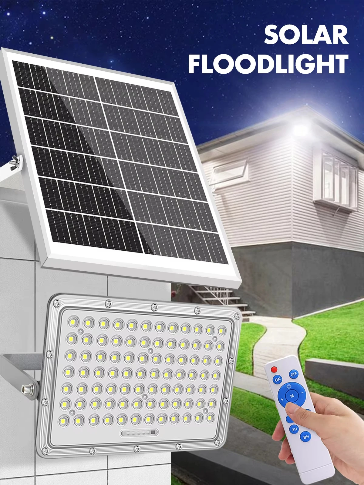 Solar Lights Outdoor Auto On/Off Dusk to Dawn Light with  Battery IP65 Waterproof Outside Solar Powered Flood Light