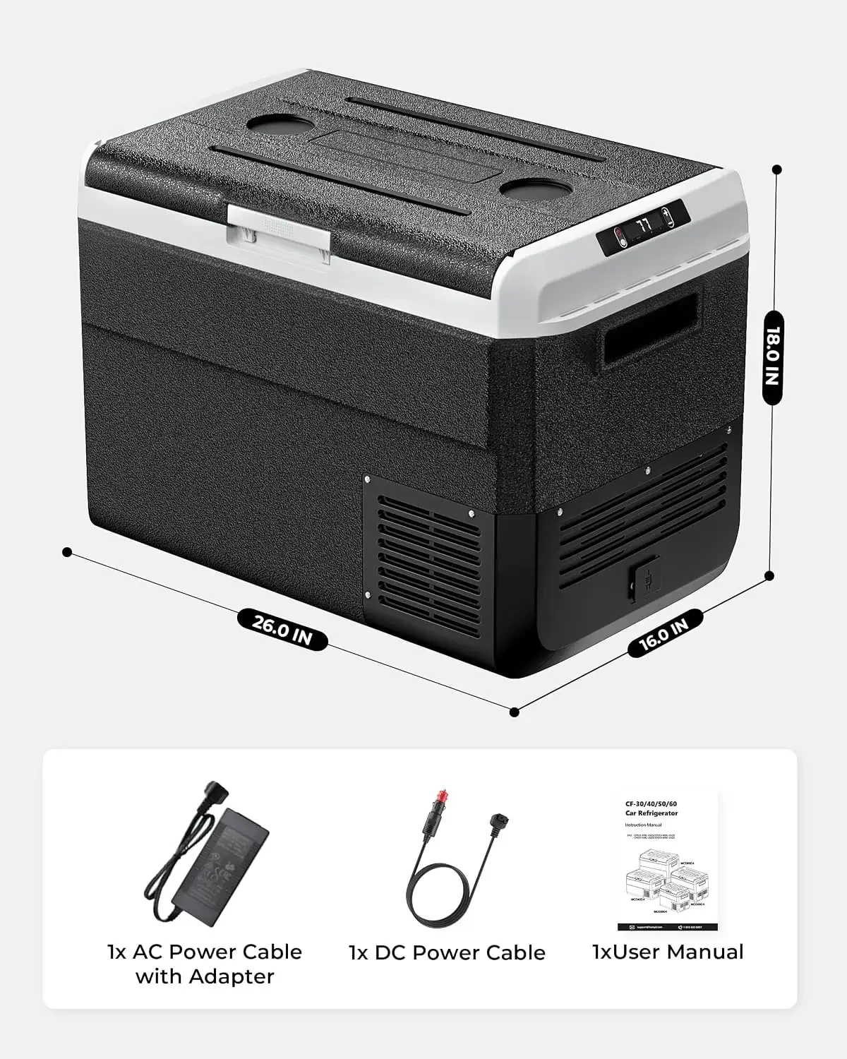 12 Volt Refrigerator, 53 Quart Electric Cooler, Car Fridge 12V/24V DC 100~240V AC, Portable Freezer -4℉~68℉, APP Control, Portab