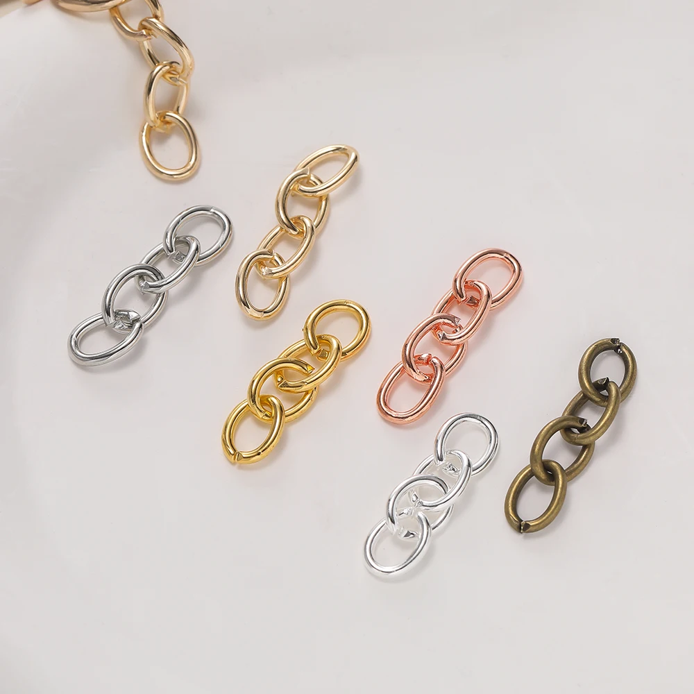 100pcs Iron Extension Chains 4-Link Keychain Tail Chains Metal Ring Buckle for DIY Bracelet Craft Jewelry Making Accessories image 4